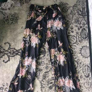 floral flowy pants with tie